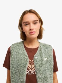 2 Iconic Town - Sherpa Polar Fleece Vest for Women Green ERJPF03235 Roxy