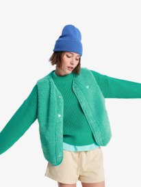 0 Iconic Town - Sherpa Polar Fleece Vest for Women Green ERJPF03235 Roxy