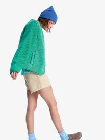 1 Iconic Town - Sherpa Polar Fleece Vest for Women Green ERJPF03235 Roxy