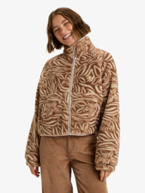 0 Blurry Cloud Print - Relaxed fleece met rits voor Dames Beige ERJPF03236 Roxy