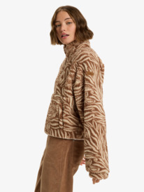 1 Blurry Cloud Print - Relaxed fleece met rits voor Dames Beige ERJPF03236 Roxy