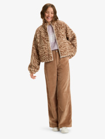 2 Blurry Cloud Print - Relaxed fleece met rits voor Dames Beige ERJPF03236 Roxy