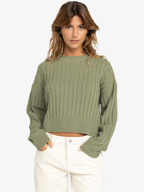 5 Exploring Diary - Crew Neck Sweater for Women Green ERJSW03615 Roxy