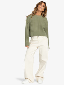 7 Exploring Diary - Crew Neck Sweater for Women Green ERJSW03615 Roxy