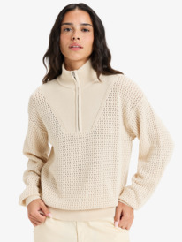 0 Memories Of Sun - Half Zip Pullover Sweater for Women Beige ERJSW03641 Roxy