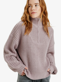 5 Home Again - Half Zip Mock Neck Jumper for Women Purple ERJSW03668 Roxy