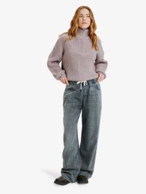 2 Home Again - Half Zip Mock Neck Jumper for Women Purple ERJSW03668 Roxy
