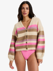1 Marble Tiles Stripe - Cardigan souple pour Femme Beige ERJSW03669 Roxy