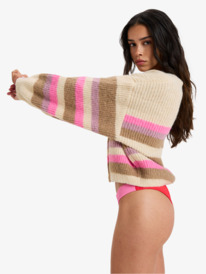 2 Marble Tiles Stripe - Cardigan souple pour Femme Beige ERJSW03669 Roxy