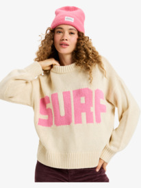 4 Exploring Heart - Camisola com gola redonda para mulher Beige ERJSW03674 Roxy