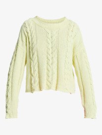 4 Chloe Kim Cropped Cable - Pull à col rond en maille torsadée pour Femme Jaune ERJSW03679 Roxy