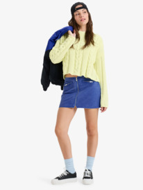 2 Chloe Kim Cropped Cable - Pull à col rond en maille torsadée pour Femme Jaune ERJSW03679 Roxy