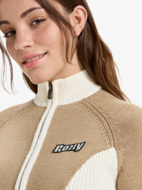4 Chloe Kim Blocked Mock Neck - Mock Neck Full Zip Jumper for Women Brown ERJSW03682 Roxy