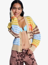 0 Cosmic Coast Stripes - Jersey Abierto con Botones para mujer Blanco ERJSW03695 Roxy