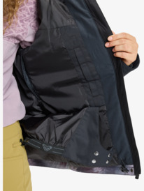 10 Roxy Jetty Block 10K - Funktionelle Snow-Jacke mit Kapuze für Frauen Grau ERJTJ03528 Roxy