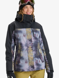 0 Roxy Jetty Block 10K - Funktionelle Snow-Jacke mit Kapuze für Frauen Grau ERJTJ03528 Roxy
