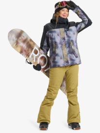 2 Roxy Jetty Block 10K - Funktionelle Snow-Jacke mit Kapuze für Frauen Grau ERJTJ03528 Roxy