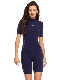0 2/2mm Syncro Series - Springsuit à manches courtes avec zip dans le dos pour Femme Bleu ERJW503007 Roxy