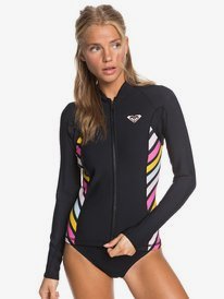 0 1mm POP Surf - Long Sleeve Front Zip Wetsuit Top for Women Preto ERJW803018 Roxy