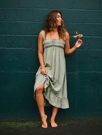 2 Paradise Winds - Robe midi fluide avec corsage pour Femme Vert ERJWD03916 Roxy