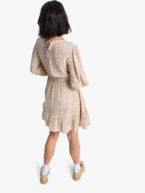 3 Paradise Breeze - Long Sleeve High Neck Printed Mini Dress for Women Beige ERJWD03921 Roxy