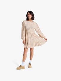 2 Paradise Breeze - Long Sleeve High Neck Printed Mini Dress for Women Beige ERJWD03921 Roxy