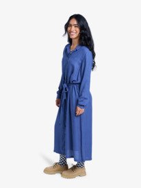 1 Island Escape Solid - Langärmliges Midikleid für Frauen Blau ERJWD03922 Roxy