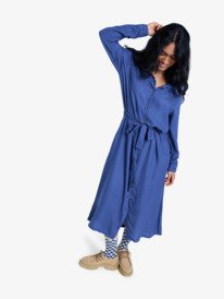 2 Island Escape Solid - Langärmliges Midikleid für Frauen Blau ERJWD03922 Roxy
