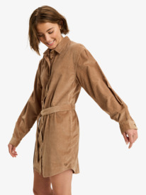 1 Wavy Lights - Collared Button Front Mini Shirt Dress for Women Brown ERJWD03925 Roxy