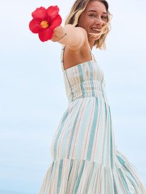 2 Sunshine Coastline Stripe - Strappy Midi Dress for Women White ERJWD03931 Roxy