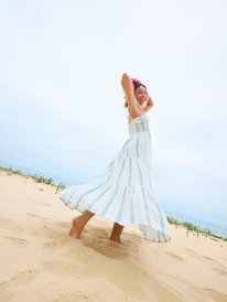 1 Sunshine Coastline Stripe - Strappy Midi Dress for Women White ERJWD03931 Roxy