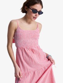 2 Tropical Glow Maxi Stripe - Vestido de algod&atilde;o seersucker para Mulher Vermelho ERJWD03945 Roxy