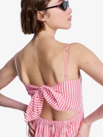 3 Tropical Glow Maxi Stripe - Vestido de algod&atilde;o seersucker para Mulher Vermelho ERJWD03945 Roxy