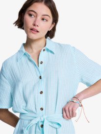 2 Island Escape Stripe - Midi Shirt Dress for Women White ERJWD03963 Roxy