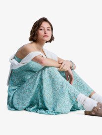 6 Tropical Glow Maxi Printed - Tiered Dress for Women Green ERJWD03965 Roxy