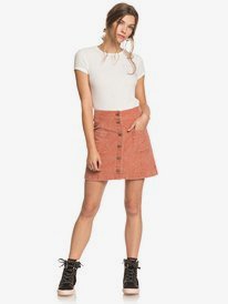 2 Warning Sign - Buttoned Corduroy Skirt for Women Orange ERJWK03090 Roxy