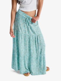 2 After Hours Crinkle Maxi - Flowy Maxi Skirt for Women Green ERJWK03197 Roxy