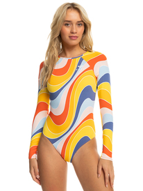 0 Palm Cruz - Long Sleeve One-Piece Swimsuit for Women  ERJWR03709 Roxy