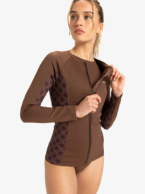 1 ROXY Pro Wave - Lycra zippé à manches longues pour Femme Marron ERJWR03755 Roxy