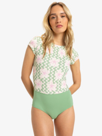 0 Hibiscus Daze - Maillot une pièce manches courtes pour Femme Vert ERJWR03829 Roxy