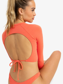 4 Lagos - Long Sleeves Crop Surf Top for Women Orange ERJWR03835 Roxy