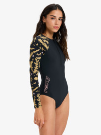 1 Roxy Active - Long Sleeve Front Zip One-Piece for Women Black ERJWR03868 Roxy