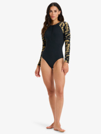 2 Roxy Active - Long Sleeve Front Zip One-Piece for Women Black ERJWR03868 Roxy