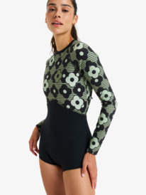 1 Roxy Pro Wave - Long Sleeve Back Zip Opening Shorty Rash Vest for Women Black ERJWR03869 Roxy