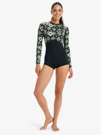 2 Roxy Pro Wave - Long Sleeve Back Zip Opening Shorty Rash Vest for Women Black ERJWR03869 Roxy