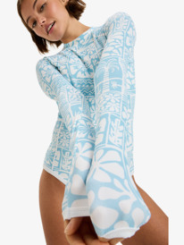 6 Flowers Wave - Long Sleeve Back Zip One-Piece for Women Blue ERJWR03876 Roxy