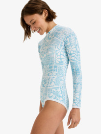 1 Flowers Wave - Long Sleeve Back Zip One-Piece for Women Blue ERJWR03876 Roxy