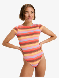 0 Sunset Stripe - Fato de banho de mangas de aba para mulher Pink ERJWR03877 Roxy