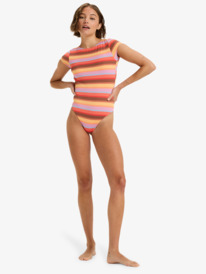 2 Sunset Stripe - Fato de banho de mangas de aba para mulher Pink ERJWR03877 Roxy