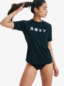 0 Essential - Short Sleeve Rash Vest for Women Black ERJWR03879 Roxy